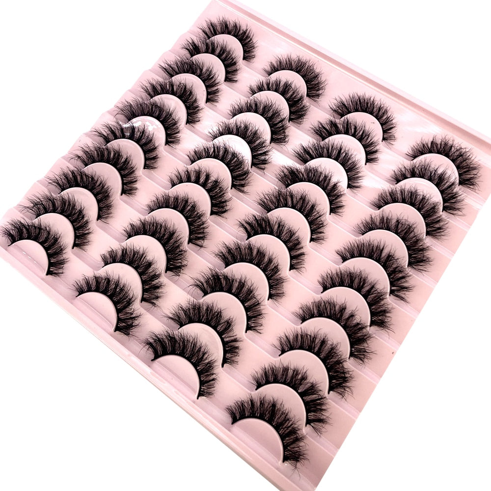 20 pairs 3D Mink Eyelashes Thick Natural False Eyelashes Crisscross Fake Eyelashes