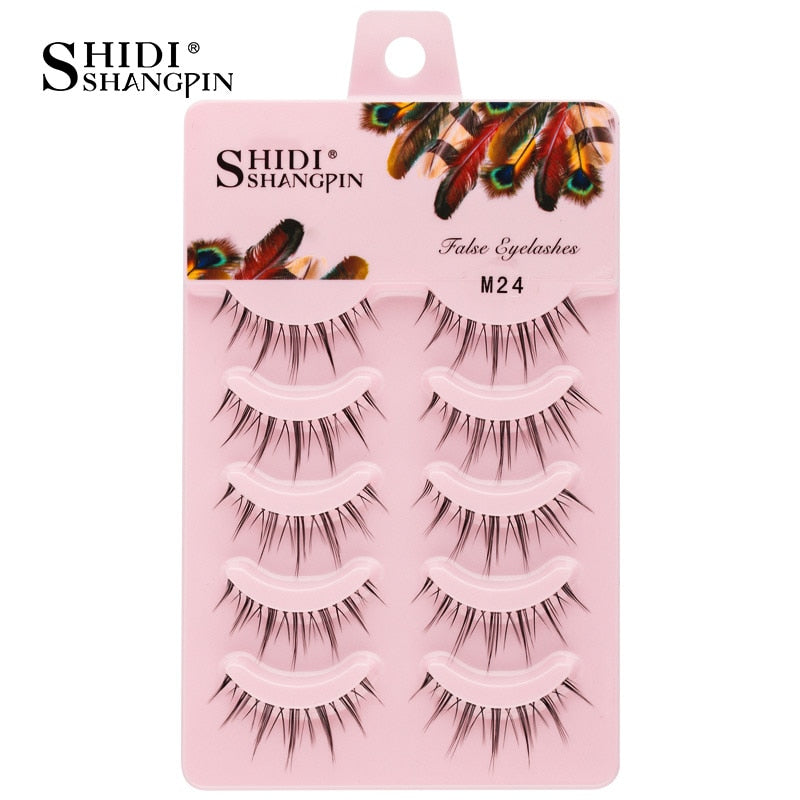 3/5/10 Pairs Half Lashes Fox Eye Wispy Fluffy Faux Cils Natural Winged Fake Eyelashes Half Lashes maquillage
