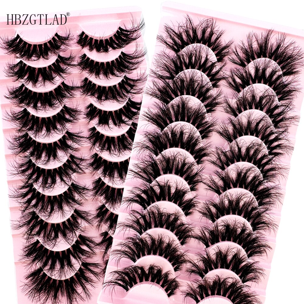 10Pairs 5D Mink Eyelash Winged Thick Long Eyelashes Handmade Transparent Terrier 3dLashes Messy Cross Lash For Eyelash Extension