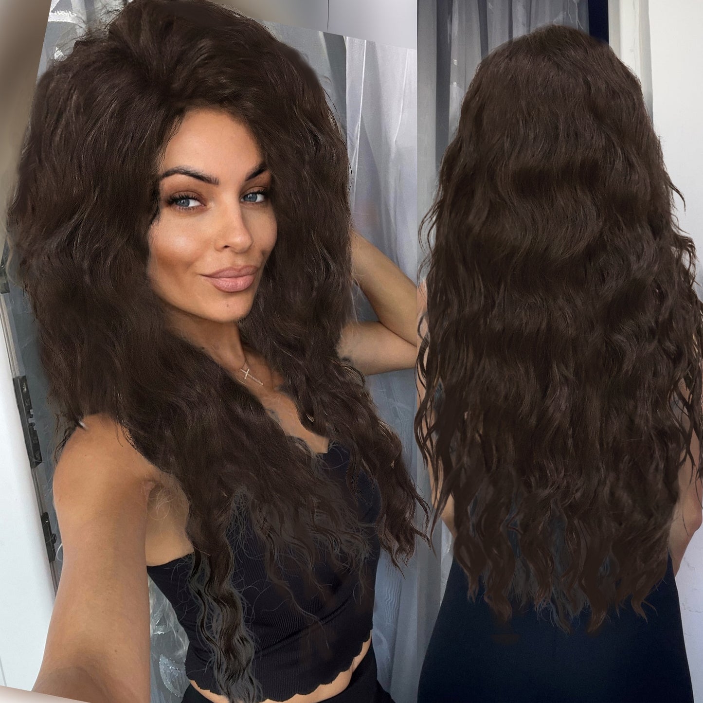 Ash Blonde Wig Synthetic Long Curly Hair Wigs for Women Fluffy Ombre Hairstyle Wave Wig Costume Carnival Party Regular Curly Wig
