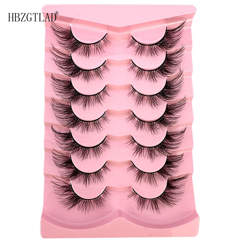 Cat Eye Fluffy lashes Faux Mink Eyelashes Long 7 Pairs Fluffy Mink Lashes Dramatic Volume lashes Extension