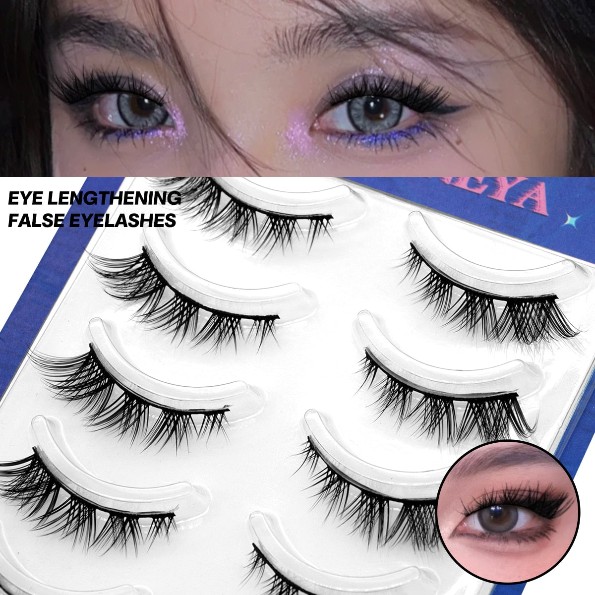 Manga Lashes Natural Long 3D Wispy Mink Eyelashes Fluffy Eye Lashes 5 Pairs Fake Eyelashes