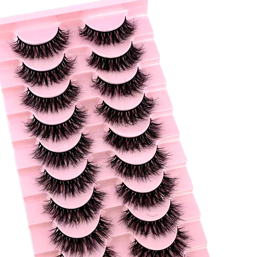 10 pairs 3d faux mink false eyelashes natural long messy fake eyelashes crisscross lashes extension fluffy eye lashes