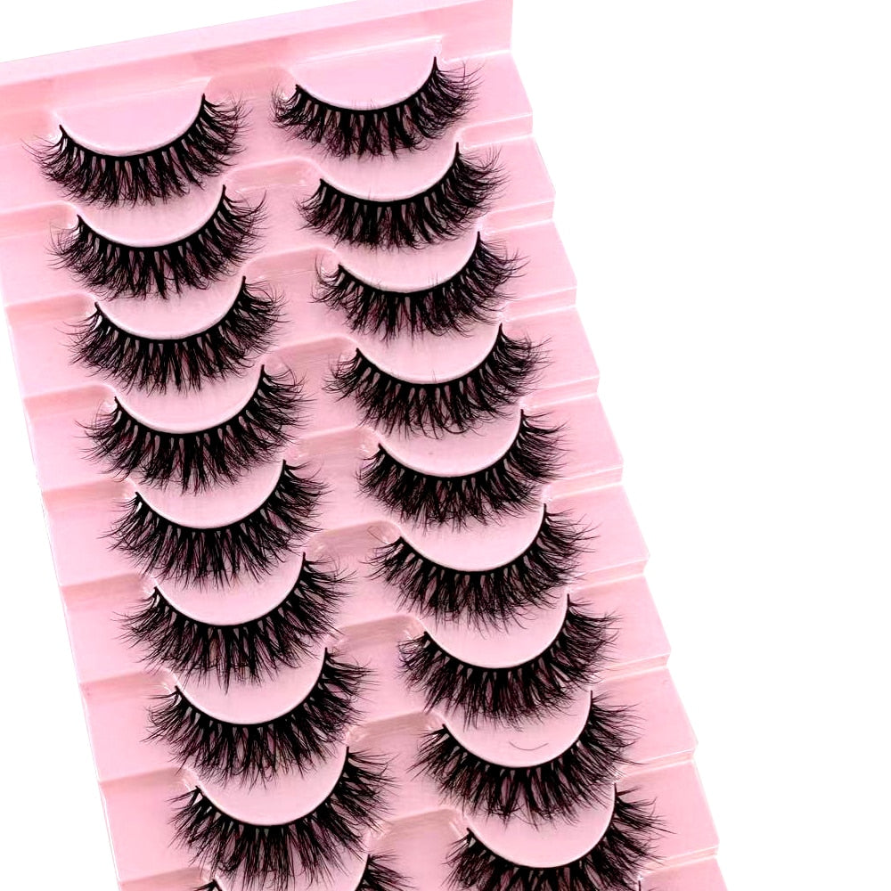 10 pairs 3d faux mink false eyelashes natural long messy fake eyelashes crisscross lashes extension fluffy eye lashes
