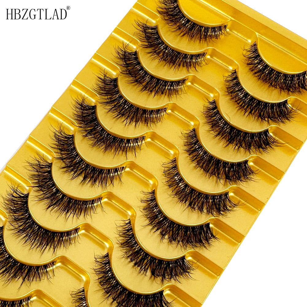 Manga Lashes 10 Pairs 3D Clear Band Lashes Natural Look Wispy Mink Eyelashes short Fluffy Cat Eye Lashes Pack Fake Eyelashes