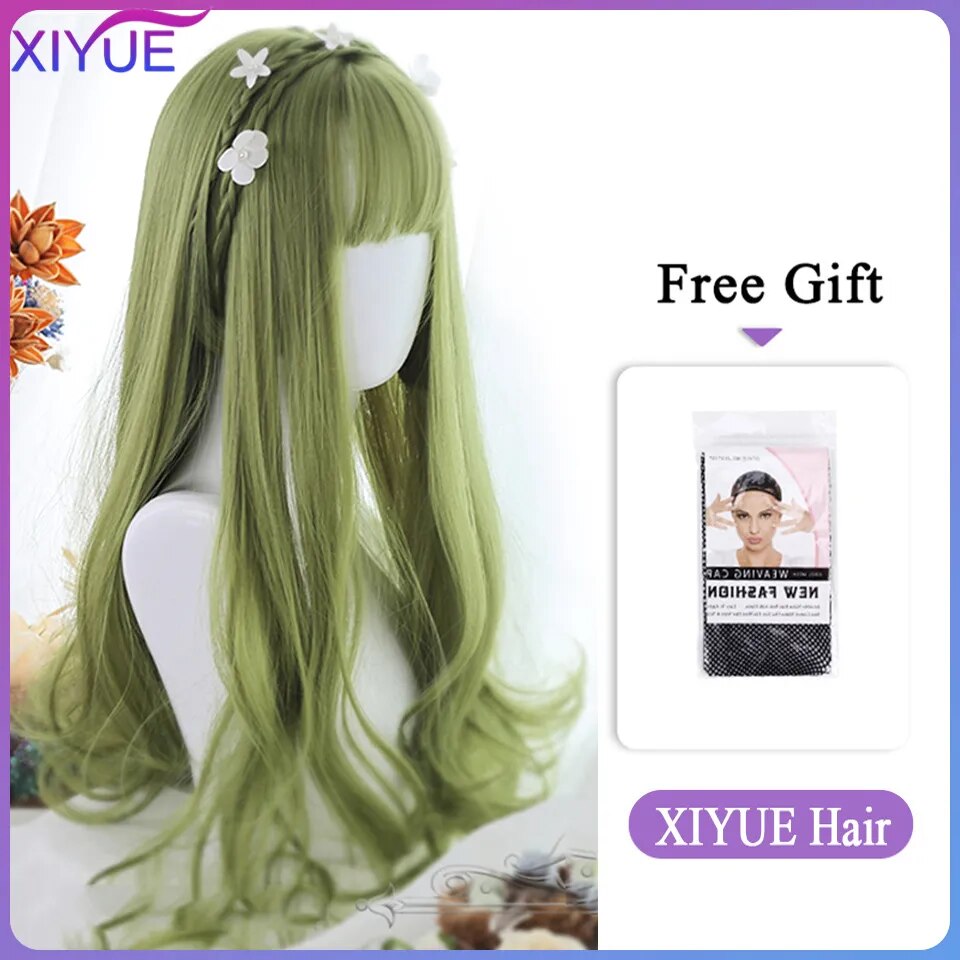 Blue Pink Lolita Wigs Ombre Long Water Wave Cosplay Wigs Synthetic Hair Wigs Heat Resistant For Women
