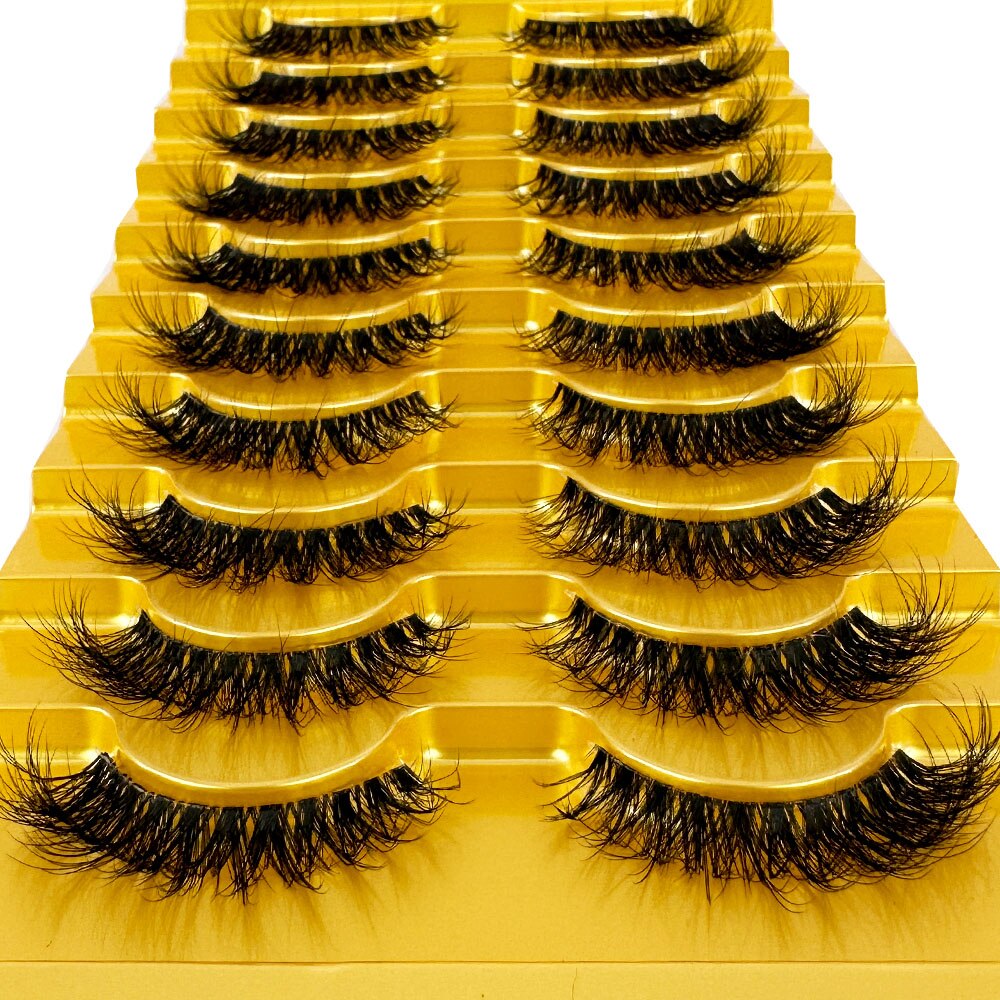 Manga Lashes 10 Pairs cosplay 3D Faux Mink Lashes Natural short Full Strip Lashes Clear Band Natural Eyelashes Extension