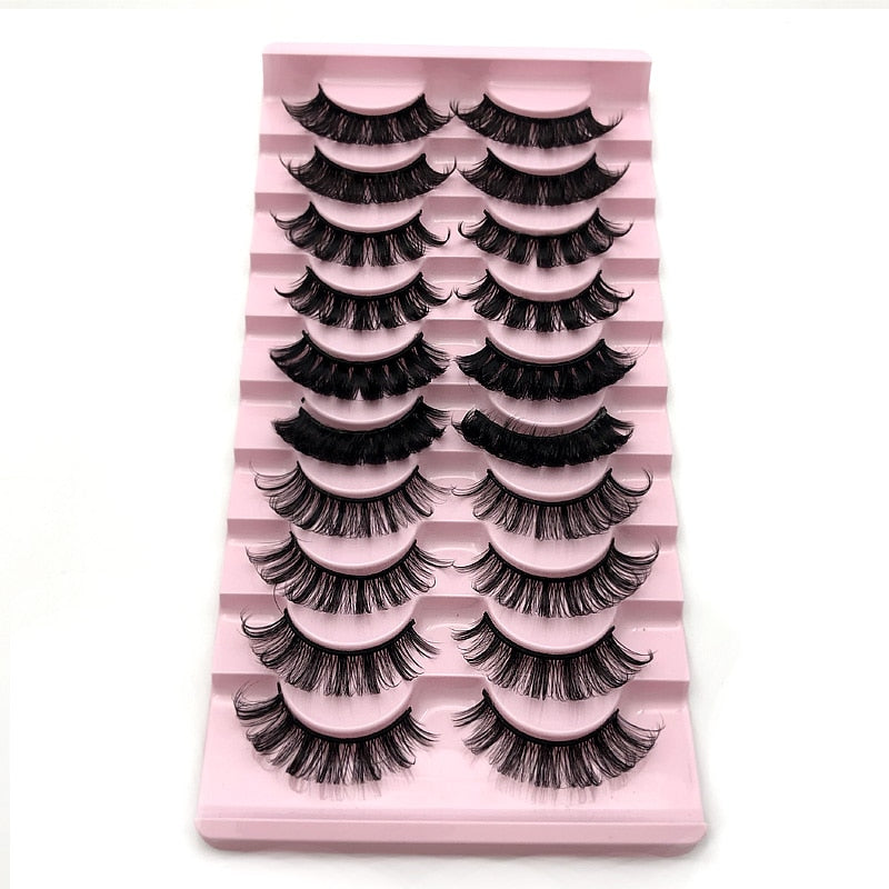 DD curl 10pairs Eyelashes 3D Faux Mink Lashes Volume Handmade False Eyelash Thick Full Strip Cruelty Free EyeLash