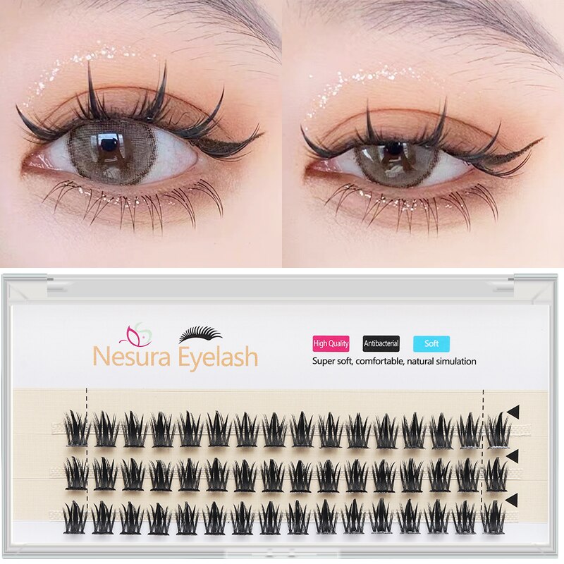 Manga Lashes 3 Rows 3D Faux Mink Lashes Natural False Eyelashes Anime Lashes Soft Light Natural Eyelashes Extension