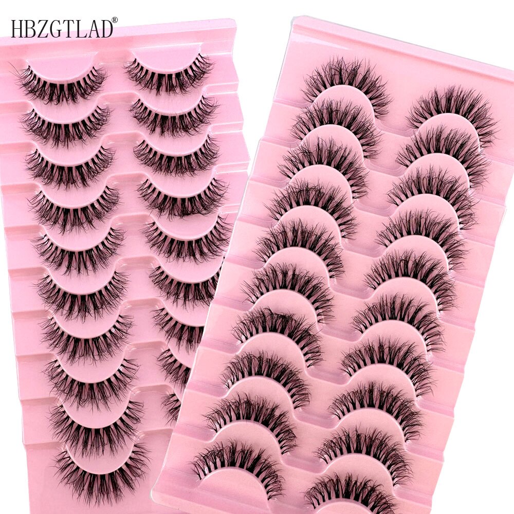 Invisible band Lashes 10 Pairs 3D Faux Mink Lashes Natural short Transparent Terrier Lashes Clear Band Soft Eyelashes Extension