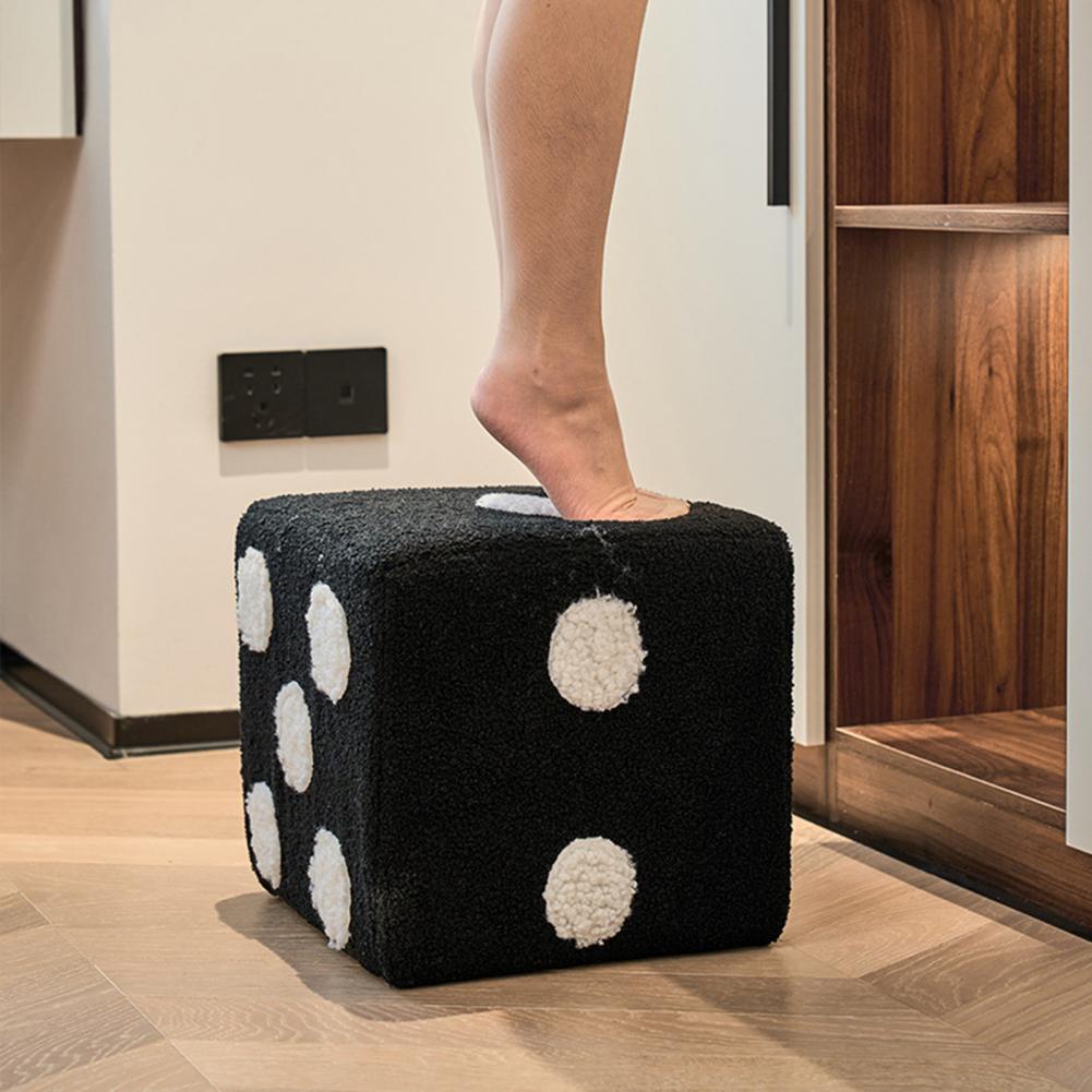 Mobile Furniture Change Shoe Stool Cubic Imitation Lamb Wool Funny Shoes Stool Bedroom Decorative Dices Stool for Living Room