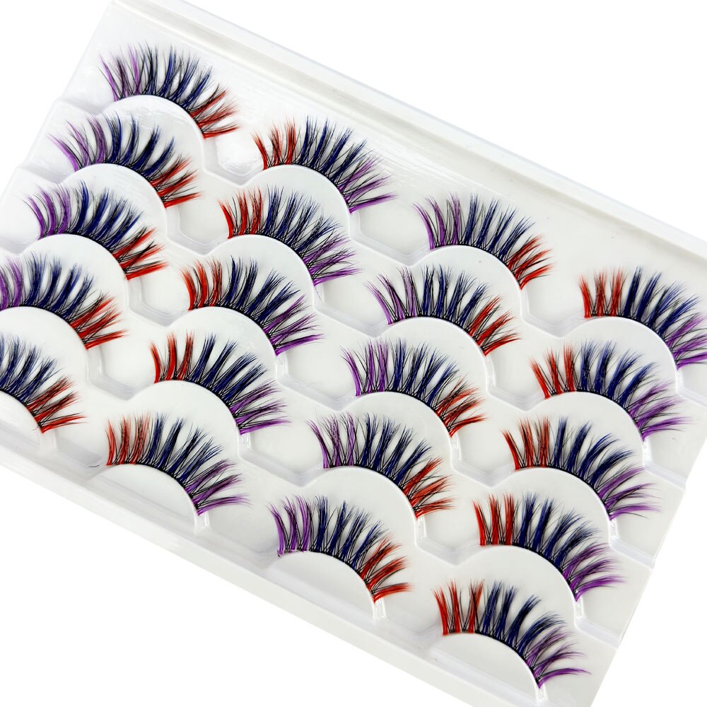 10pairs 3D Mixed Color Mink Lashes Natural Individual Eyelashes Fluffy Lash Extension Invisible Band Lash dramatic lash