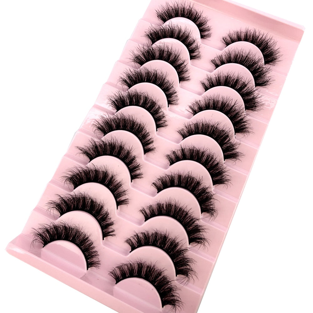 10 Pairs Fake Eyelashes Natural Cils Thick False Eyelashes Cross Eye Lashes Reusable Eyelash