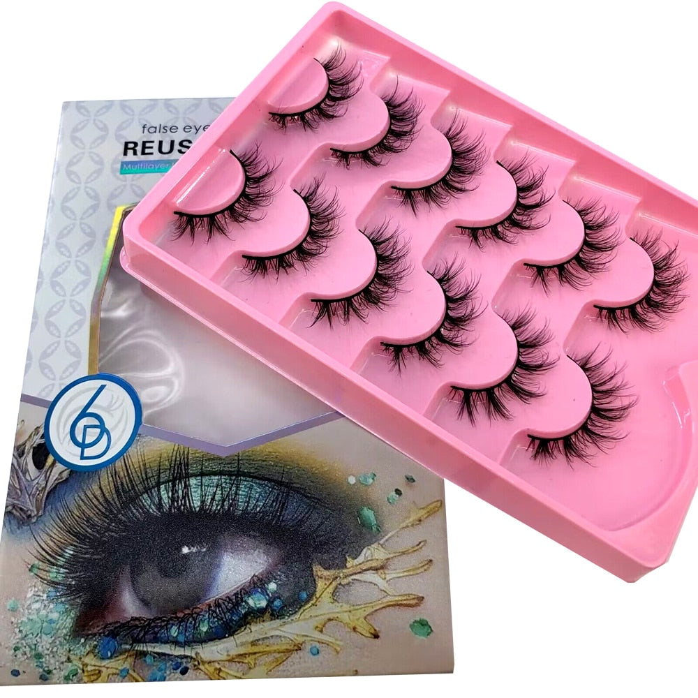 6 Pairs 23mm 3D Mink Lashes Bulk Russian Volume Fluffy Natural False Eyelashes Thick Dramatic Mink Eyelashes