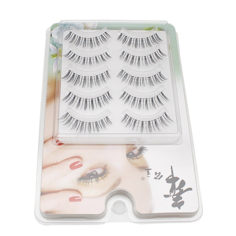 Manga Lashes Faux Cils 3/5/10 Pairs Lashes Soft and Slender False Eyelashes Transparent Stem Eyelashes Lash Extension