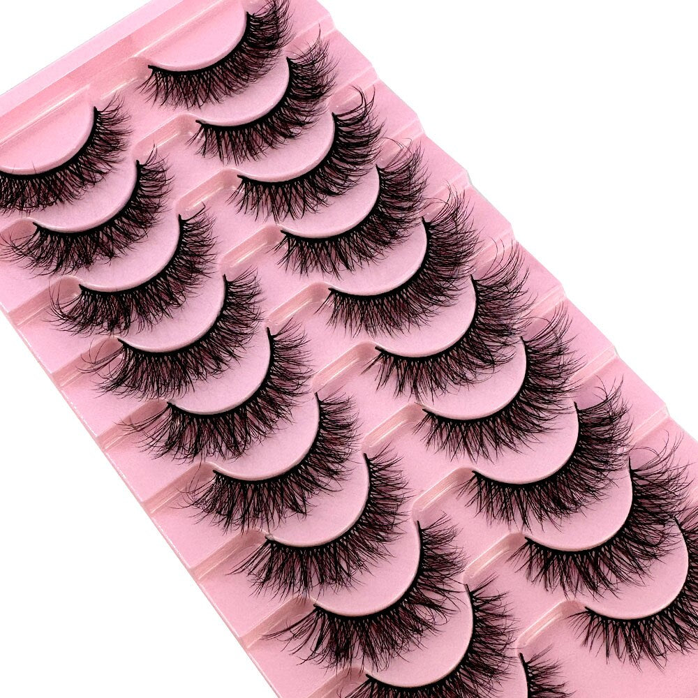 10 pairs 3d faux mink false eyelashes natural long messy fake eyelashes crisscross lashes extension fluffy eye lashes