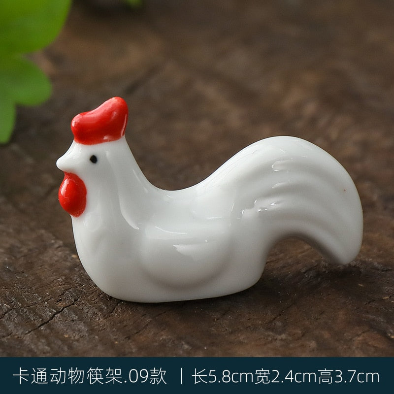 Japanese Style Underglaze Ceramic animals Chopstick Holder Tableware Restaurant Simple Oval Spoon Bracket Utensil For Kitchen