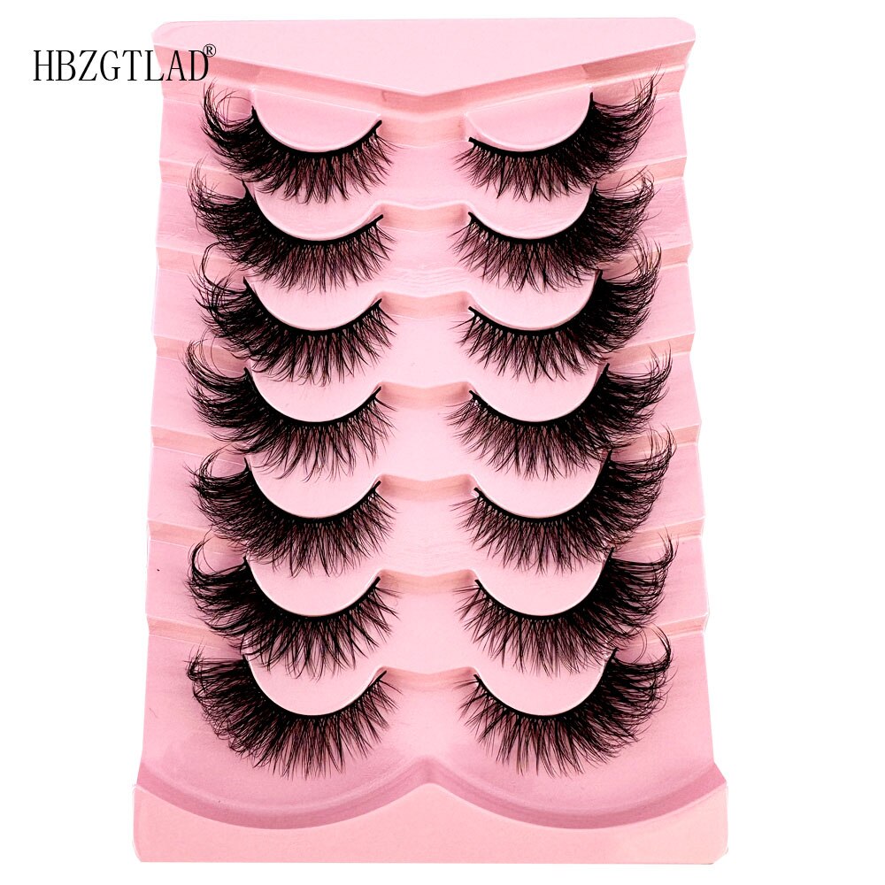 Cat Eye Fluffy lashes Faux Mink Eyelashes Long 7 Pairs Fluffy Mink Lashes Dramatic Volume lashes Extension