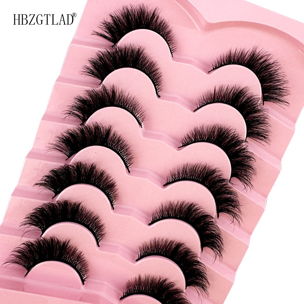 Cat Eye Fluffy lashes Faux Mink Eyelashes Long 7 Pairs Fluffy Mink Lashes Dramatic Volume lashes Extension