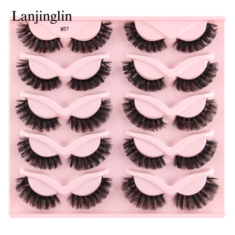 3/5/10 Pairs Half Lashes Fox Eye Wispy Fluffy Faux Cils Natural Winged Fake Eyelashes Half Lashes maquillage