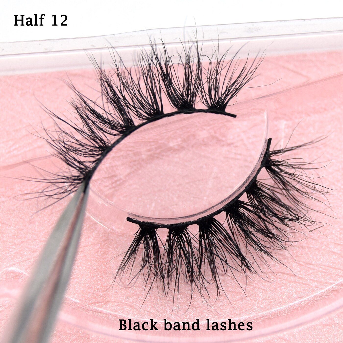 Half Lashes Transparent Stalk Invisible Band Mink Lashes Natual Wispy Half Mink eyelashes Reusable False Eyelashes