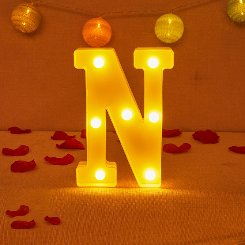 Alphabet Letter LED Lights Luminous Number Lamp Decor Battery Night Light for home Wedding Birthday party Decoration
