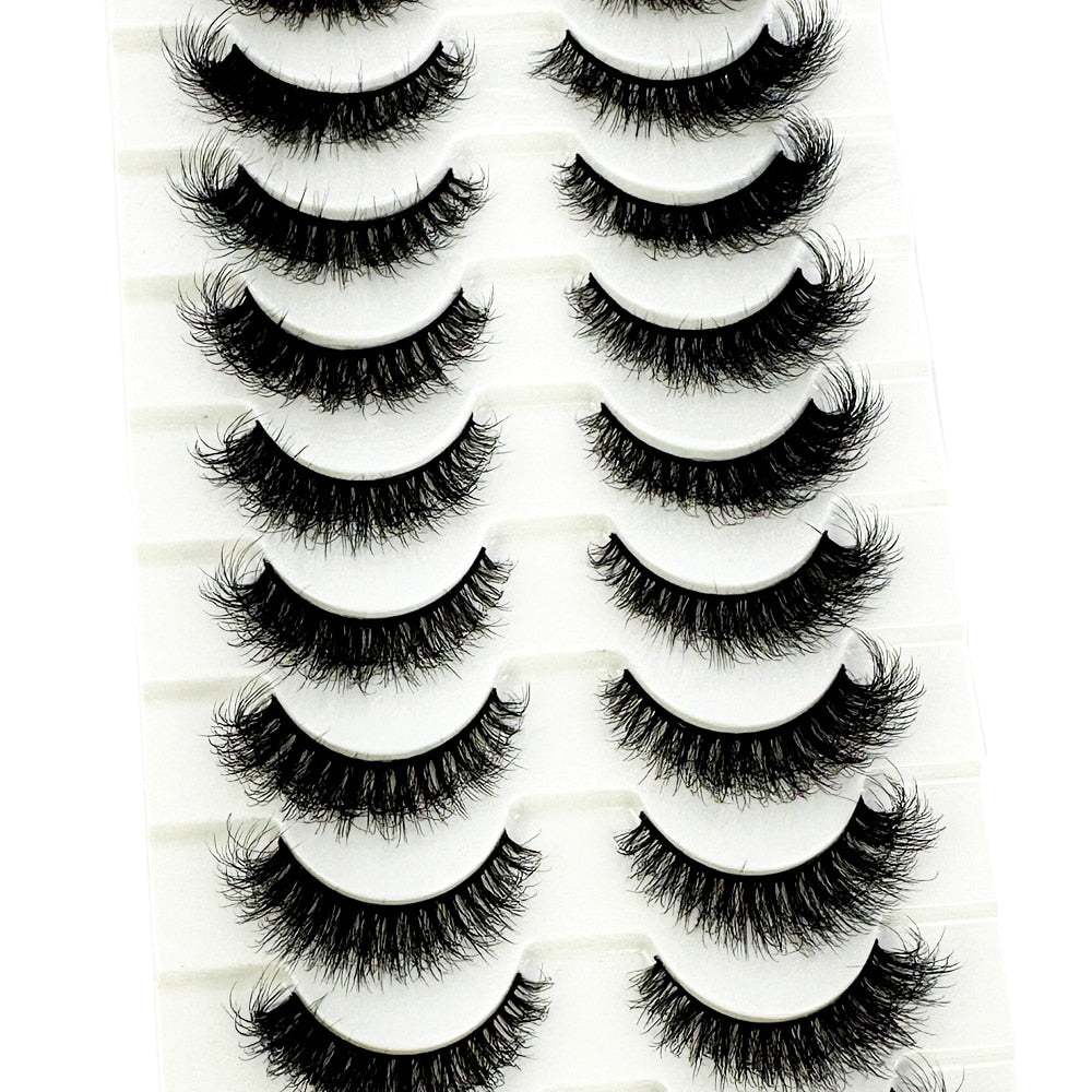10Pairs Fluffy Lashes 3d Mink Lashes 100% Cruelty Free Lashes Handmade Reusable Short Natural Eyelashes Maquillaje Eyelashes Mink