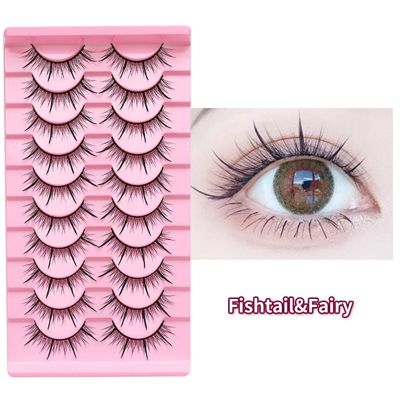 Cosmetics Natural Lashes Manga Full Strip Lashes Eyelash Extension Lashes Mink Fluffy Cat Eye