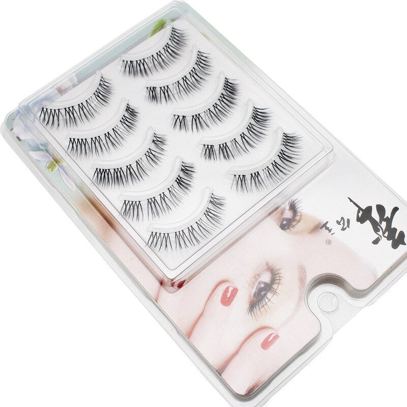 Manga Lashes Faux Cils 3/5/10 Pairs Lashes Soft and Slender False Eyelashes Transparent Stem Eyelashes Lash Extension