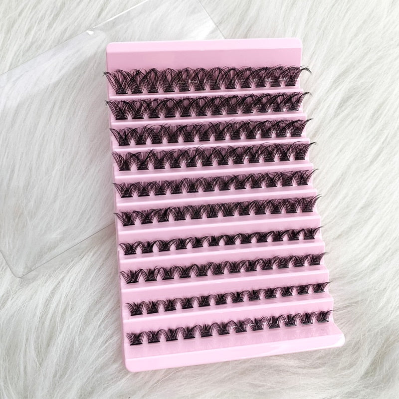 Cluster Lashes 120pcs DIY Eyelash Extension D Curl Individual Lashes Mixed Tray Faux 3D Mink Lash Clusters Elashes