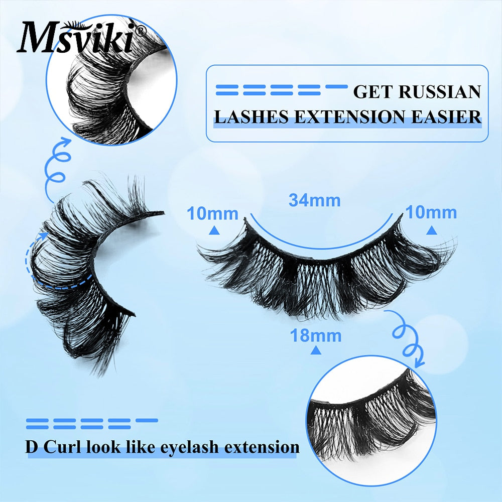 3D Lash Extension Supplies 5 Pairs Reusable DD Curl Russian Strip Lashes Box Packaging 5D Thick Natural False Eyelashes