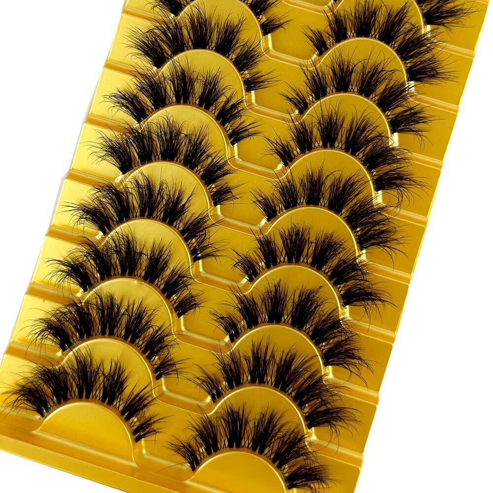 Manga Lashes 10 Pairs cosplay 3D Faux Mink Lashes Natural short Full Strip Lashes Clear Band Natural Eyelashes Extension