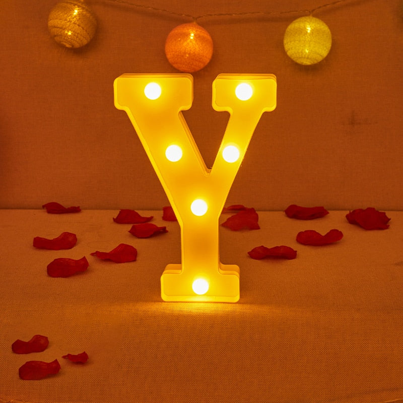 Alphabet Letter LED Lights Luminous Number Lamp Decor Battery Night Light for home Wedding Birthday party Decoration