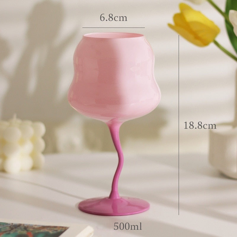 Macaron Colored Vintage Wine Glass Colored Glass Red Wine Goblet Small Fresh Cream Twister