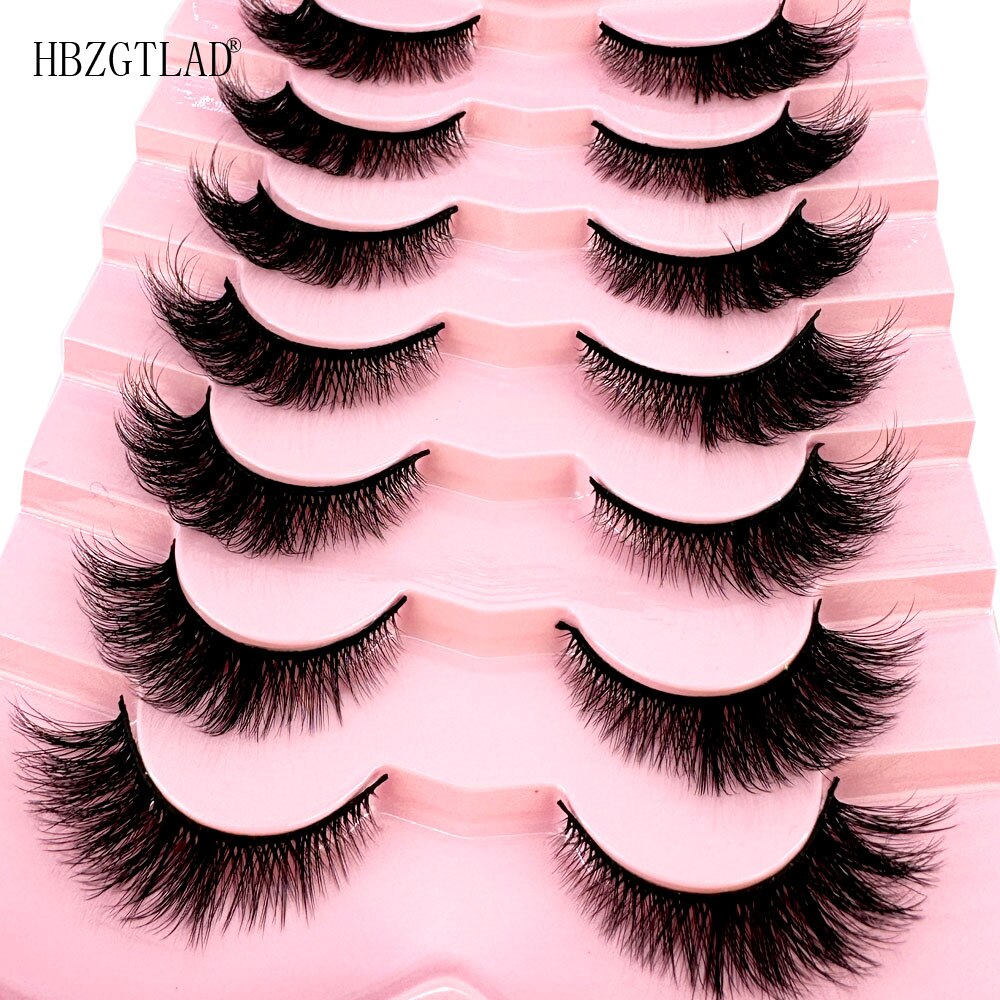 Cat Eye Fluffy lashes Faux Mink Eyelashes Long 7 Pairs Fluffy Mink Lashes Dramatic Volume lashes Extension