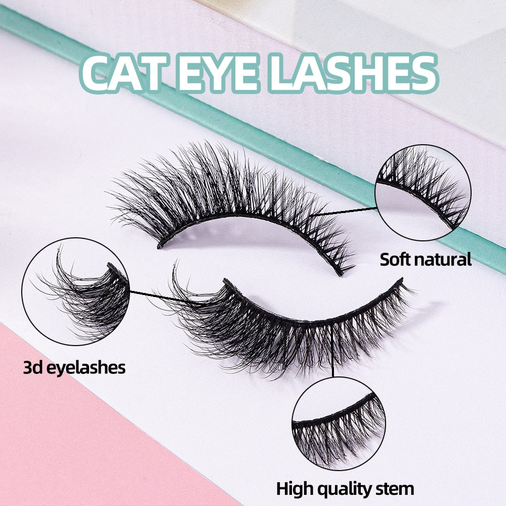 Cat Eye Lashes Faux Mink Eyelashes Winged End Eye Elongated Eyelashes Fake Lashes Soft Natural long Full Strip Lashes