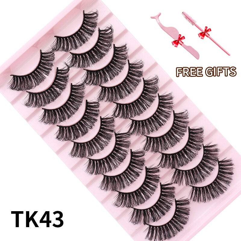3D Mink Eyelashes Russian False Eyelashes DD Curl 10-23mm Reusable Fluffy False Eyelashes Extensions Mink Lashes