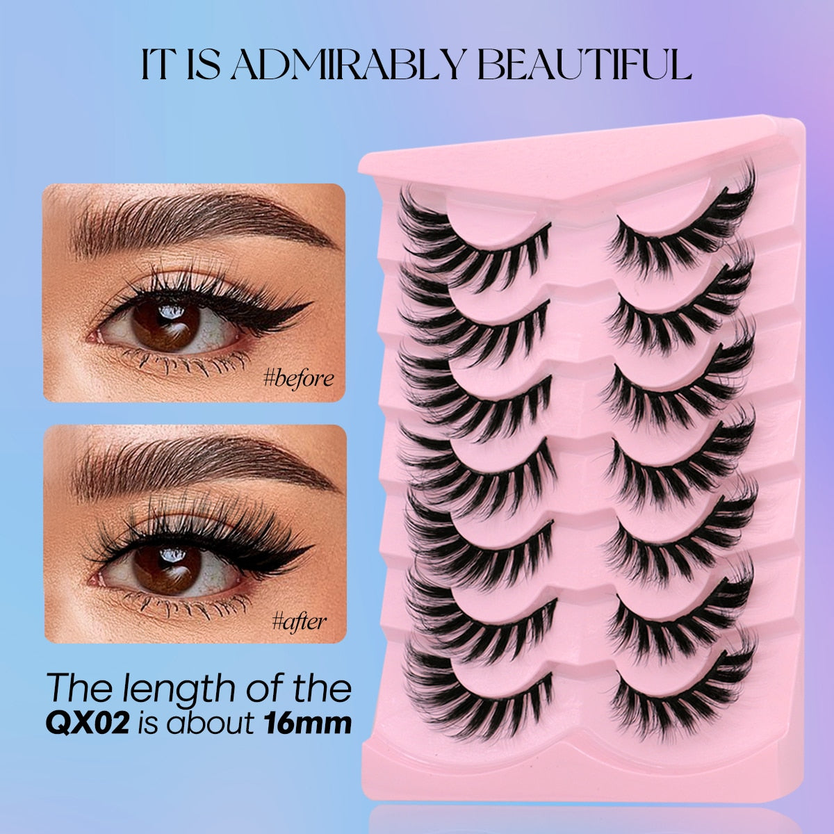 5/7 Pairs Cat Eye Lashes Faux Mink Eyelashes Fluffy long Full Strip Lashes Winged End Eye Elongated Fake Lashes