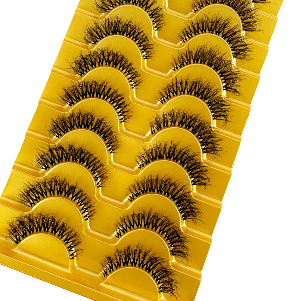 Manga Lashes 10 Pairs cosplay 3D Faux Mink Lashes Natural short Full Strip Lashes Clear Band Natural Eyelashes Extension