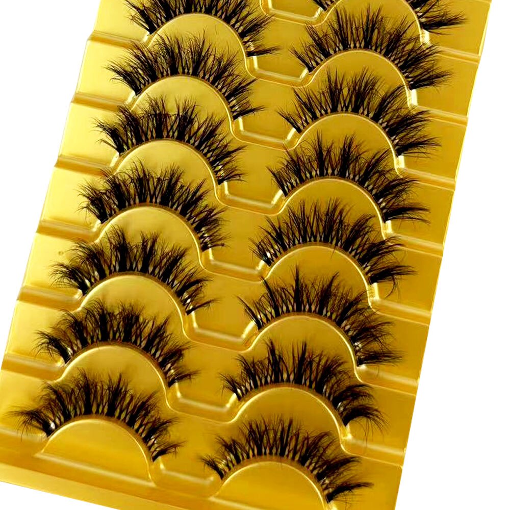 Manga Lashes 10 Pairs cosplay 3D Faux Mink Lashes Natural short Full Strip Lashes Clear Band Natural Eyelashes Extension