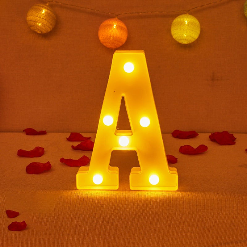 Alphabet Letter LED Lights Luminous Number Lamp Decor Battery Night Light for home Wedding Birthday party Decoration