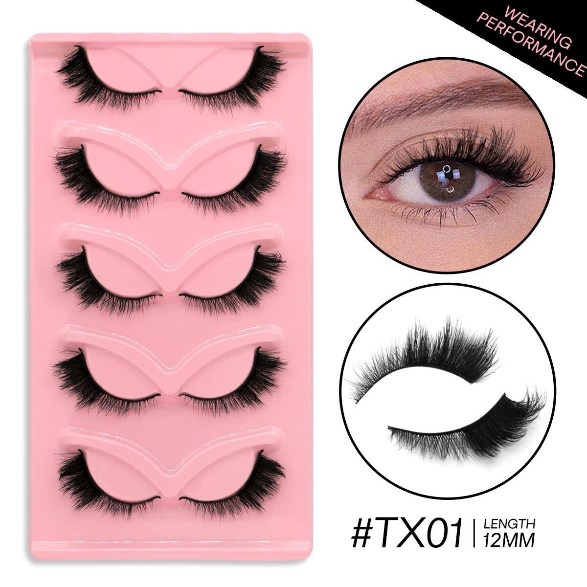 3D Mink Lashes Faux Mink Fluffy Lash 5 Pairs False Eyelashes Cat Eye Thick Mink Lashes Fluffy Short Natural Fake Lashes