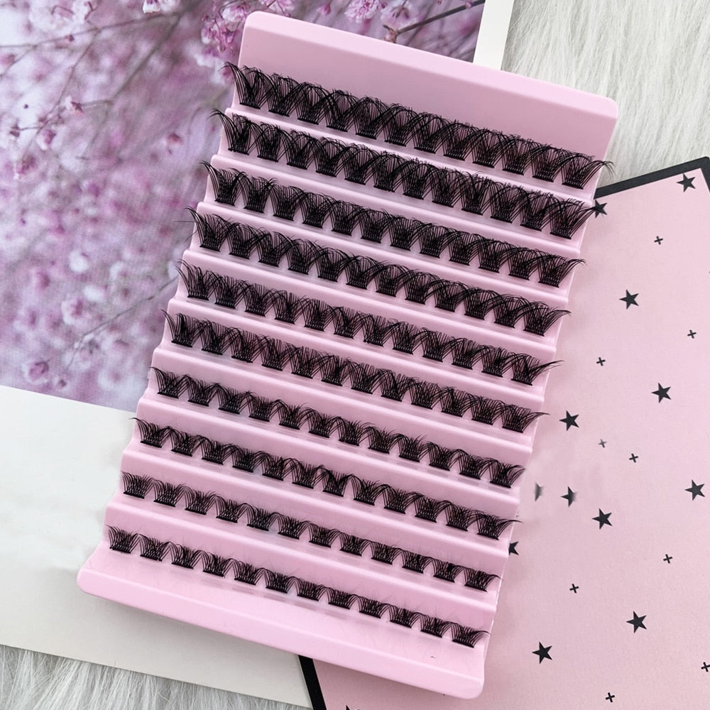 Cluster Lashes 120pcs DIY Eyelash Extension D Curl Individual Lashes Mixed Tray Faux 3D Mink Lash Clusters Elashes