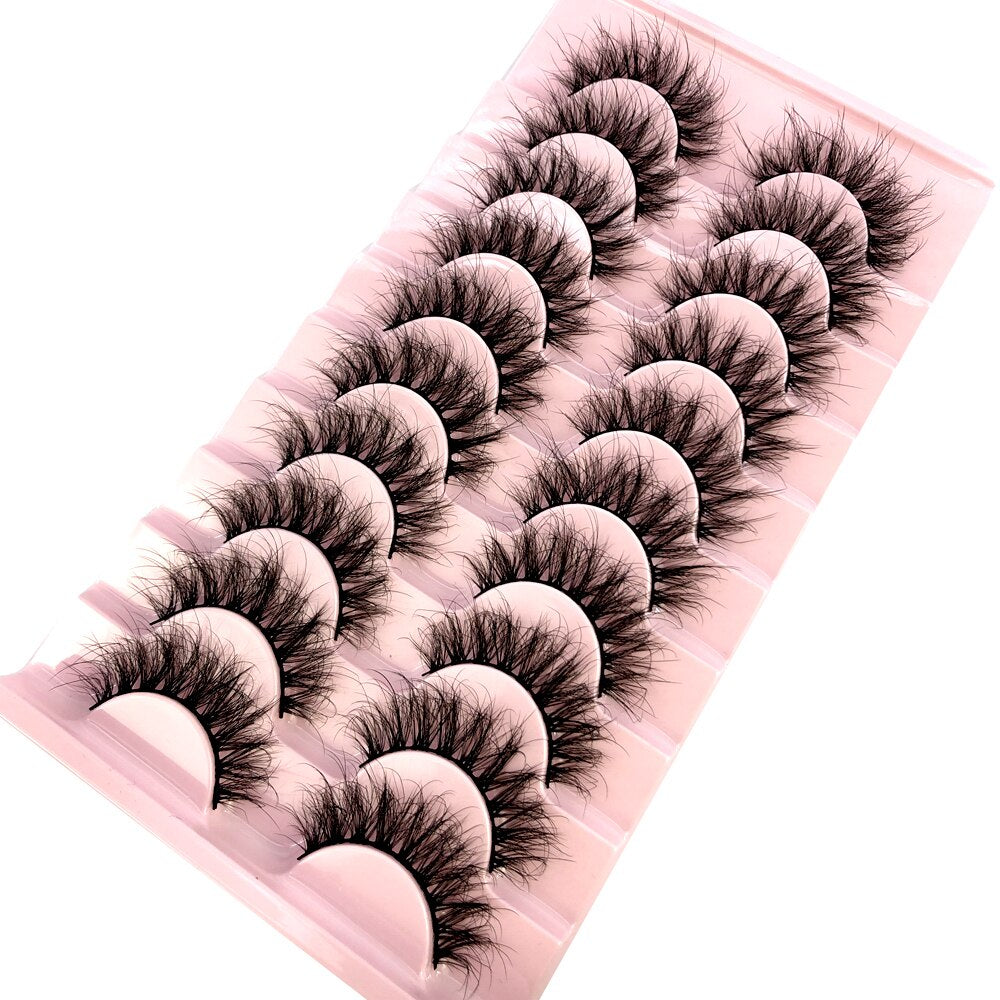 10 Pairs Fake Eyelashes Natural Cils Thick False Eyelashes Cross Eye Lashes Reusable Eyelash