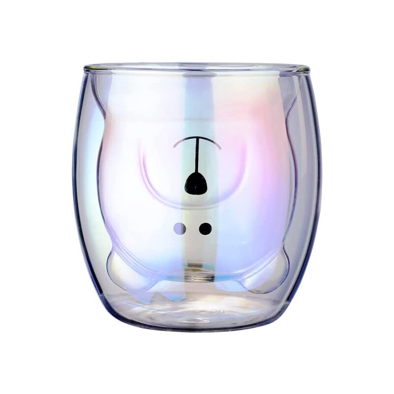 3D 2-Tier Coffee Mug Lovely Panda Bear Cat Cute Duck Shaped Double Wall Glass Cup Resistant Wine Kungfu Tea Milk Juice