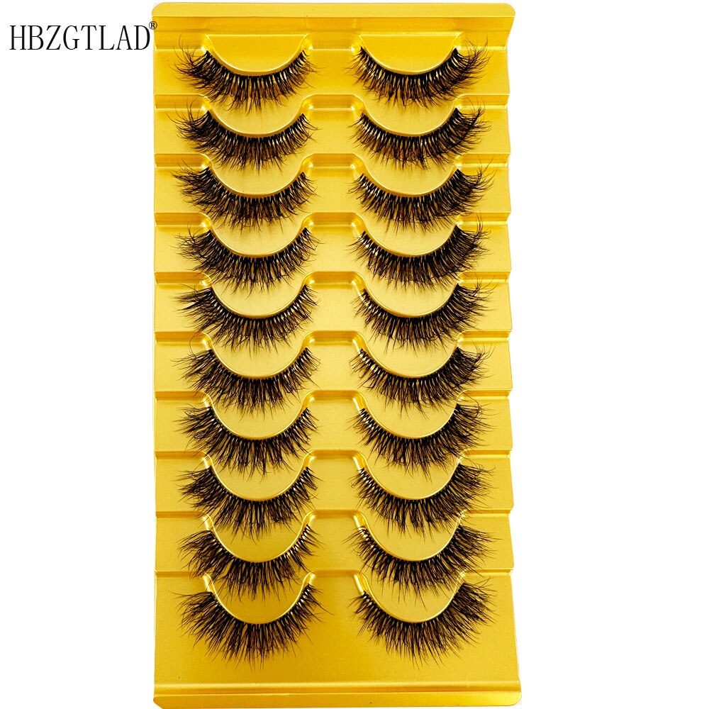 Manga Lashes 10 Pairs 3D Clear Band Lashes Natural Look Wispy Mink Eyelashes short Fluffy Cat Eye Lashes Pack Fake Eyelashes