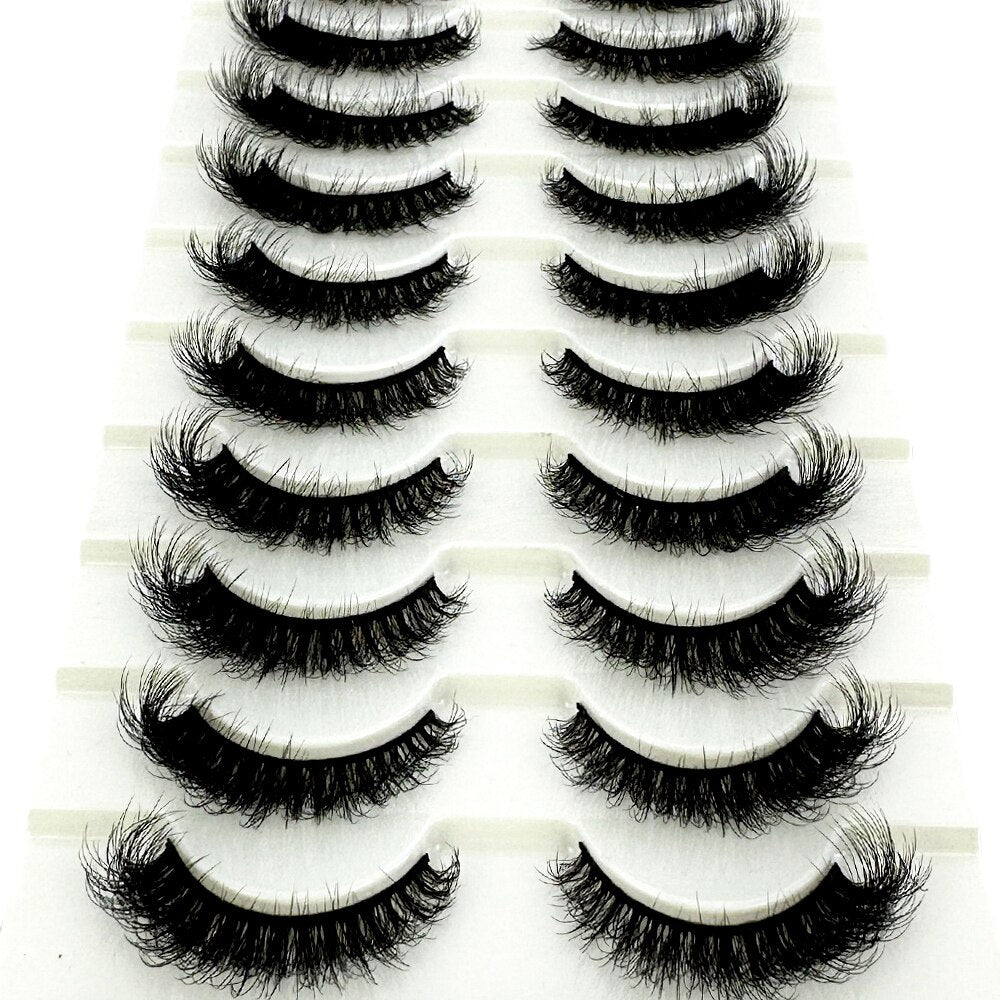 10Pairs Fluffy Lashes 3d Mink Lashes 100% Cruelty Free Lashes Handmade Reusable Short Natural Eyelashes Maquillaje Eyelashes Mink