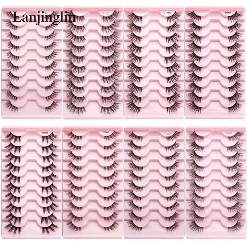 Half Eey Lashes 3/5/10 Pairs Faux Mink Lashes Natural False Eyelashes Wispy Fluffy Eyelash Extension