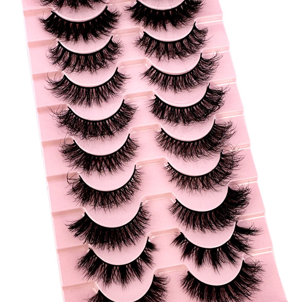 10 pairs 3d faux mink false eyelashes natural long messy fake eyelashes crisscross lashes extension fluffy eye lashes