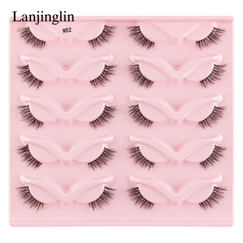 3/5/10 Pairs Half Lashes Fox Eye Wispy Fluffy Faux Cils Natural Winged Fake Eyelashes Half Lashes maquillage